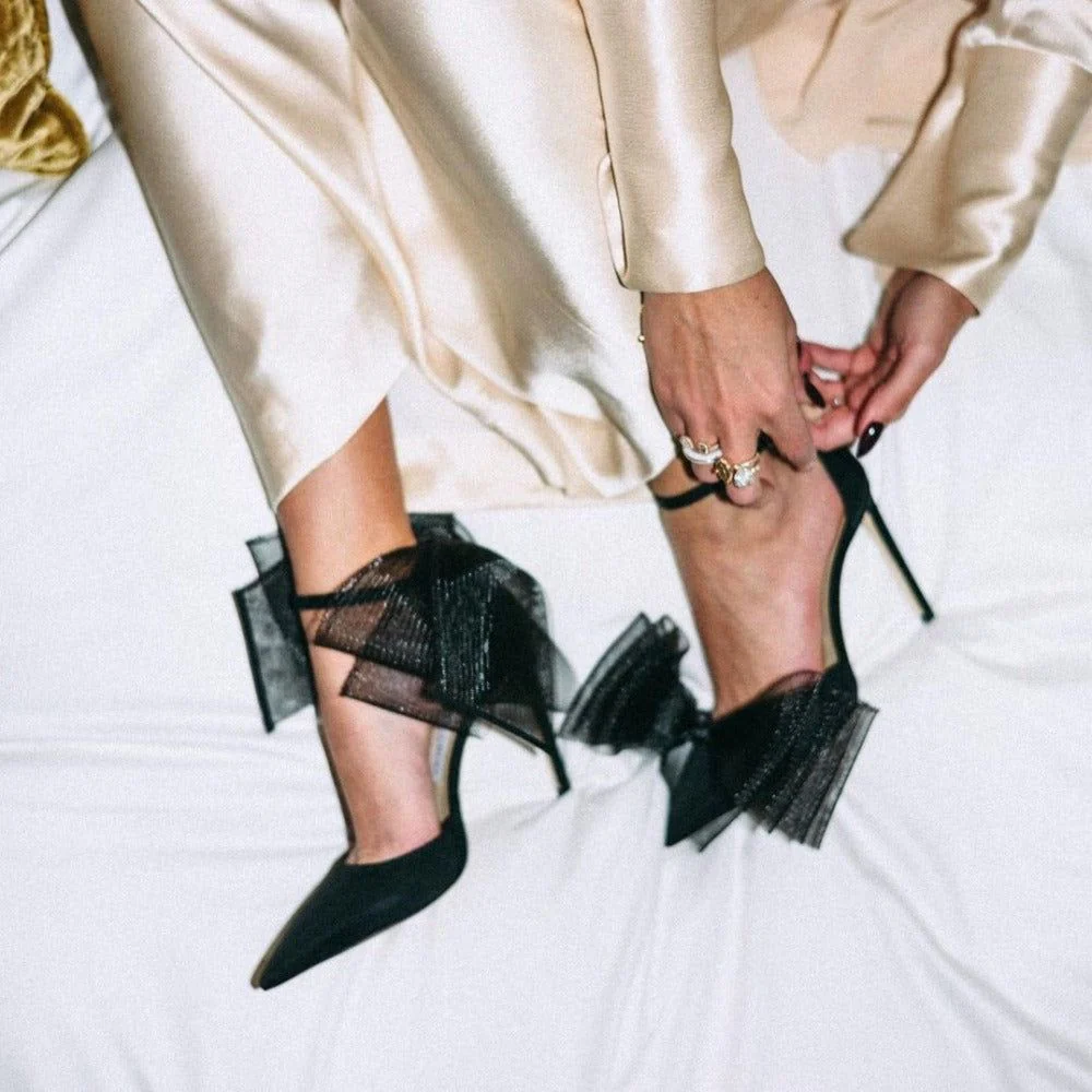 Party Doll Asymmetrical Oversized Bows Heels - Image 5