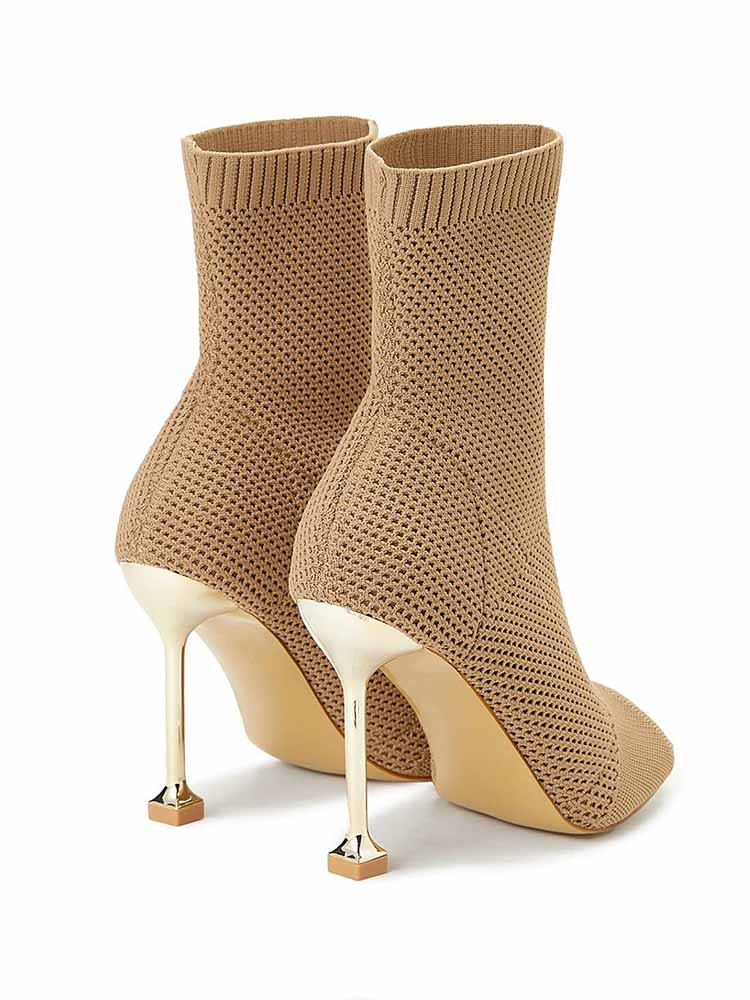 Peep Toe Stiletto Heeled Sock Boots - Image 6
