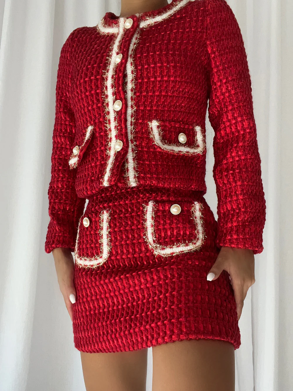 PERELLE Tweed Jacket + Mini Skirt - Image 3