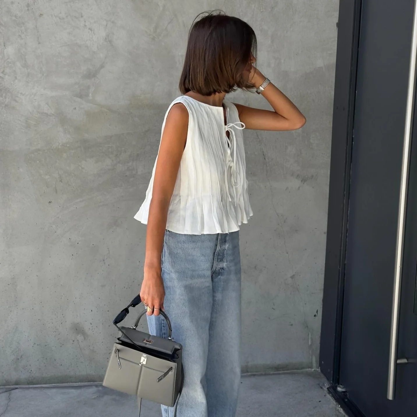 Perisona Cotton Pleated Top - Image 6