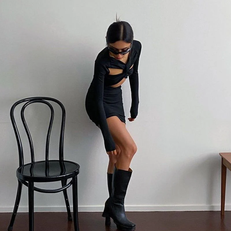 Permission To Party Cut Out Long Sleeve Mini Dress - Image 3