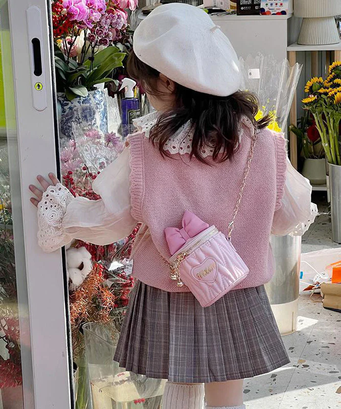 Pink Baby Girls Bow Chain Linked Crossbody Bag