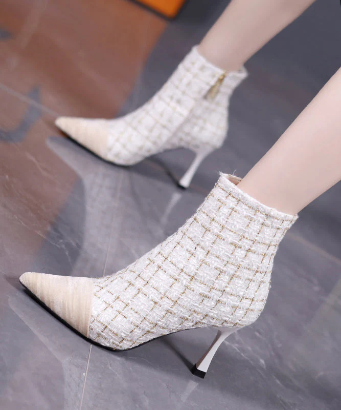 Pink Classy Splicing High Heel Boots Pointed Toe - Image 2