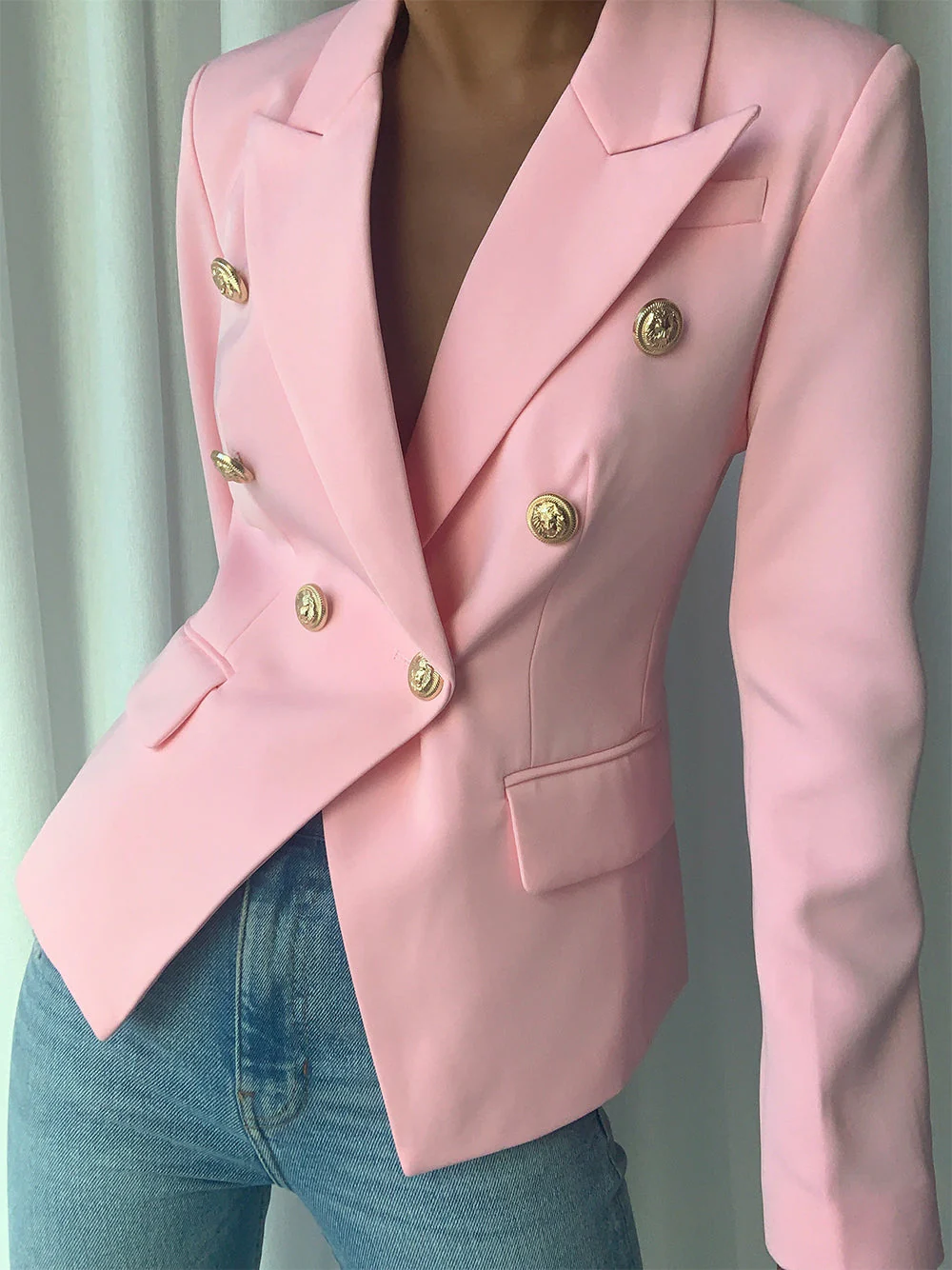 Pink Double Breasted Blazer - Image 2