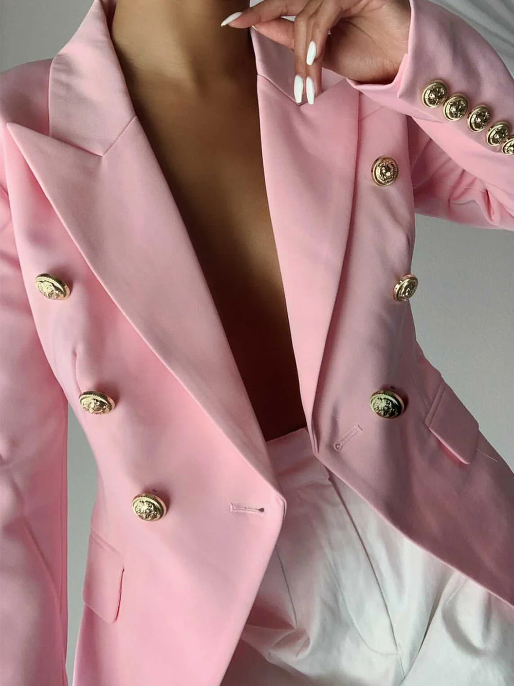 Pink Double Breasted Blazer - Image 6