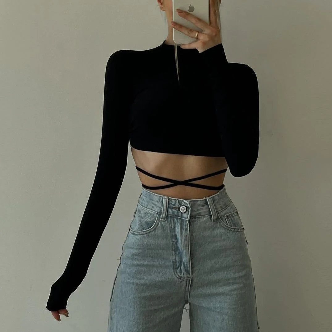 Pippa Long Sleeve Crop Top - Image 2