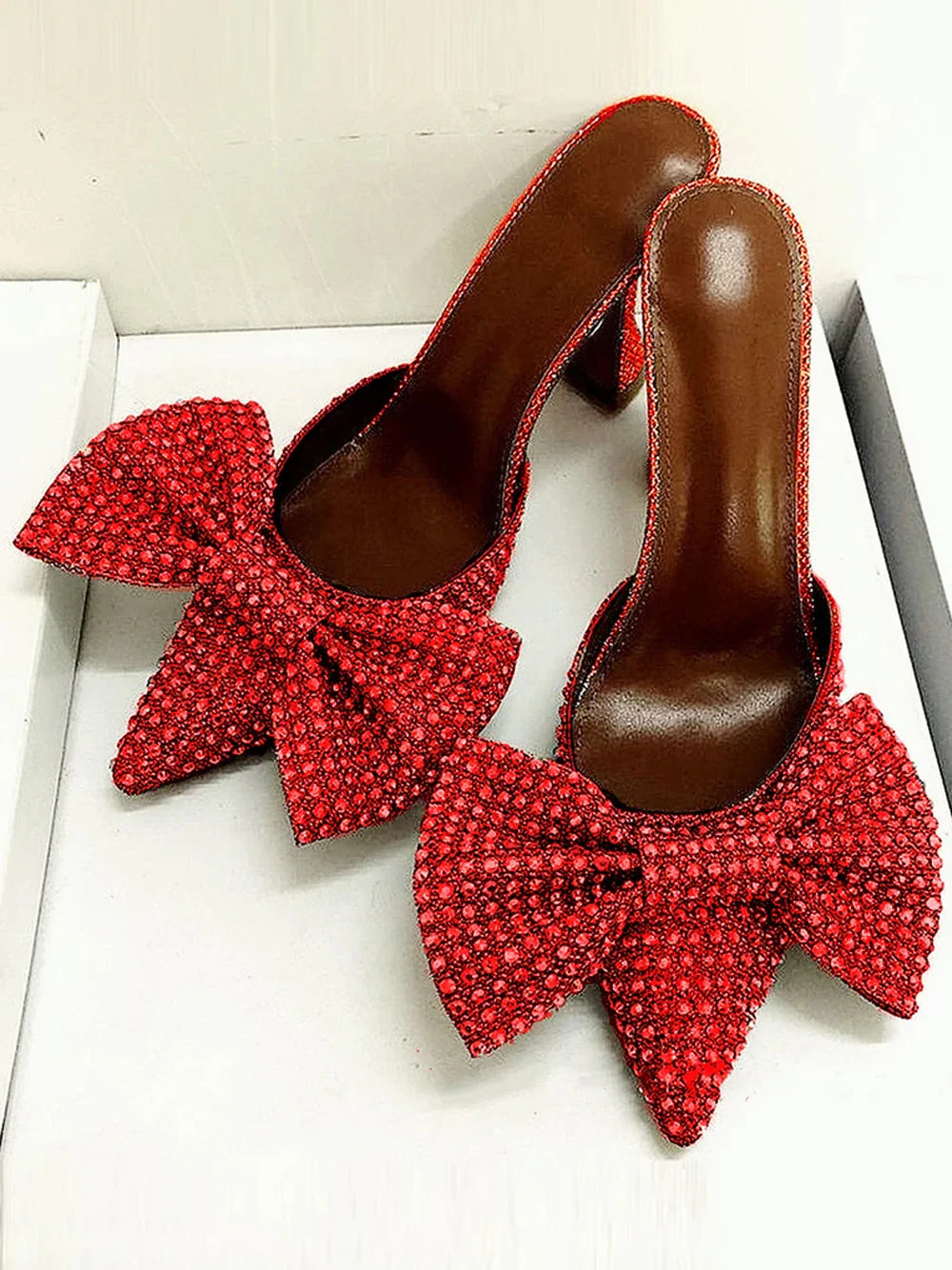 Pointed Toe Bow High Heels Pumps - Image 6