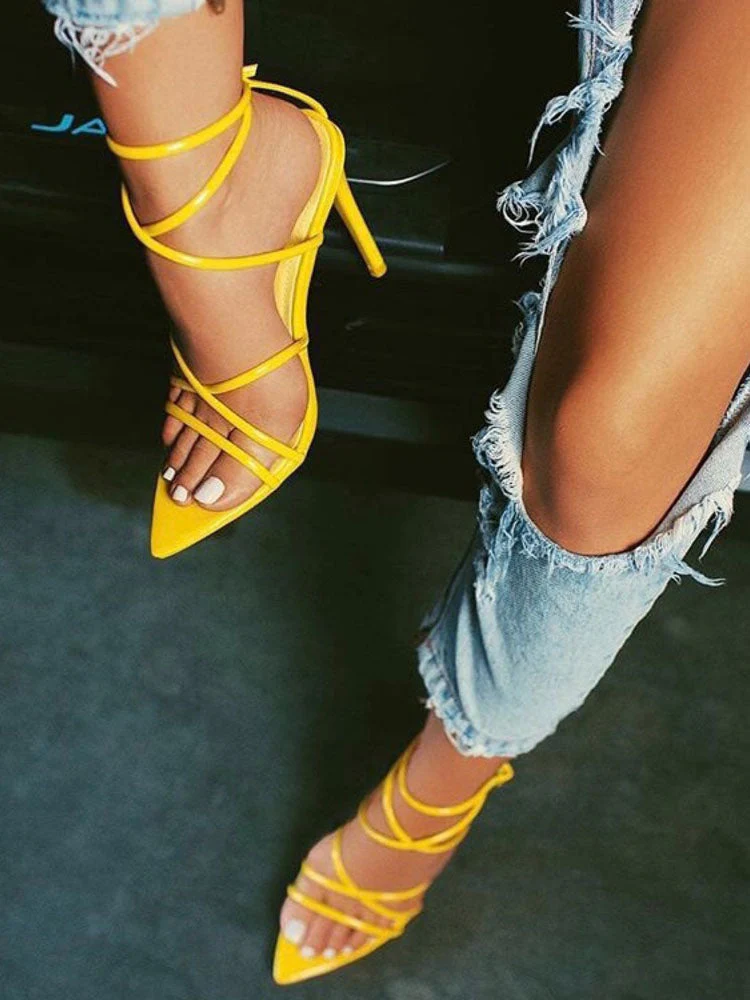 Pointed Toe Stiletto Heel Sandals - Image 2