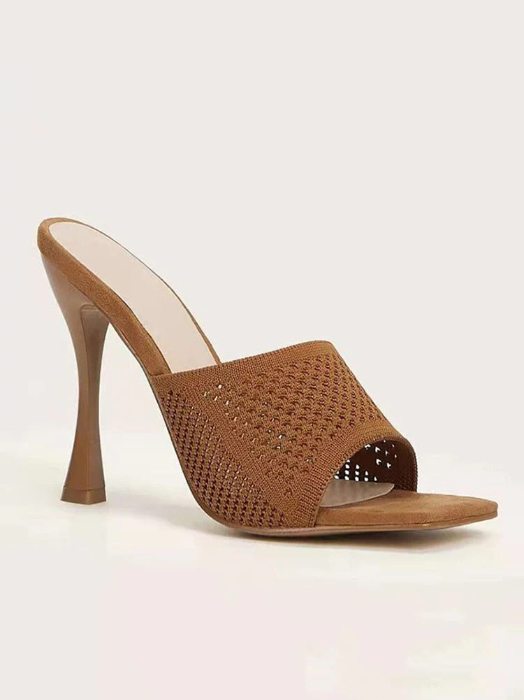 Pointelle Knit Square Toe Sandals - Image 4