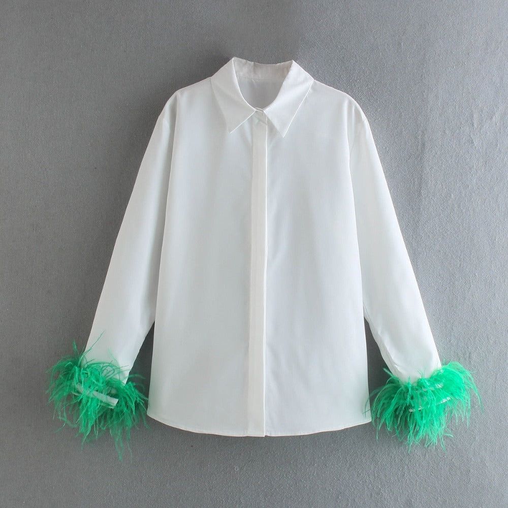 Precious Thing Long Sleeve Feather Blouse - Image 9
