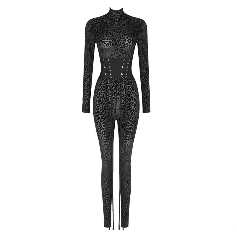 Predatory Cat Long Sleeve Belted Jumpsuit - Image 11