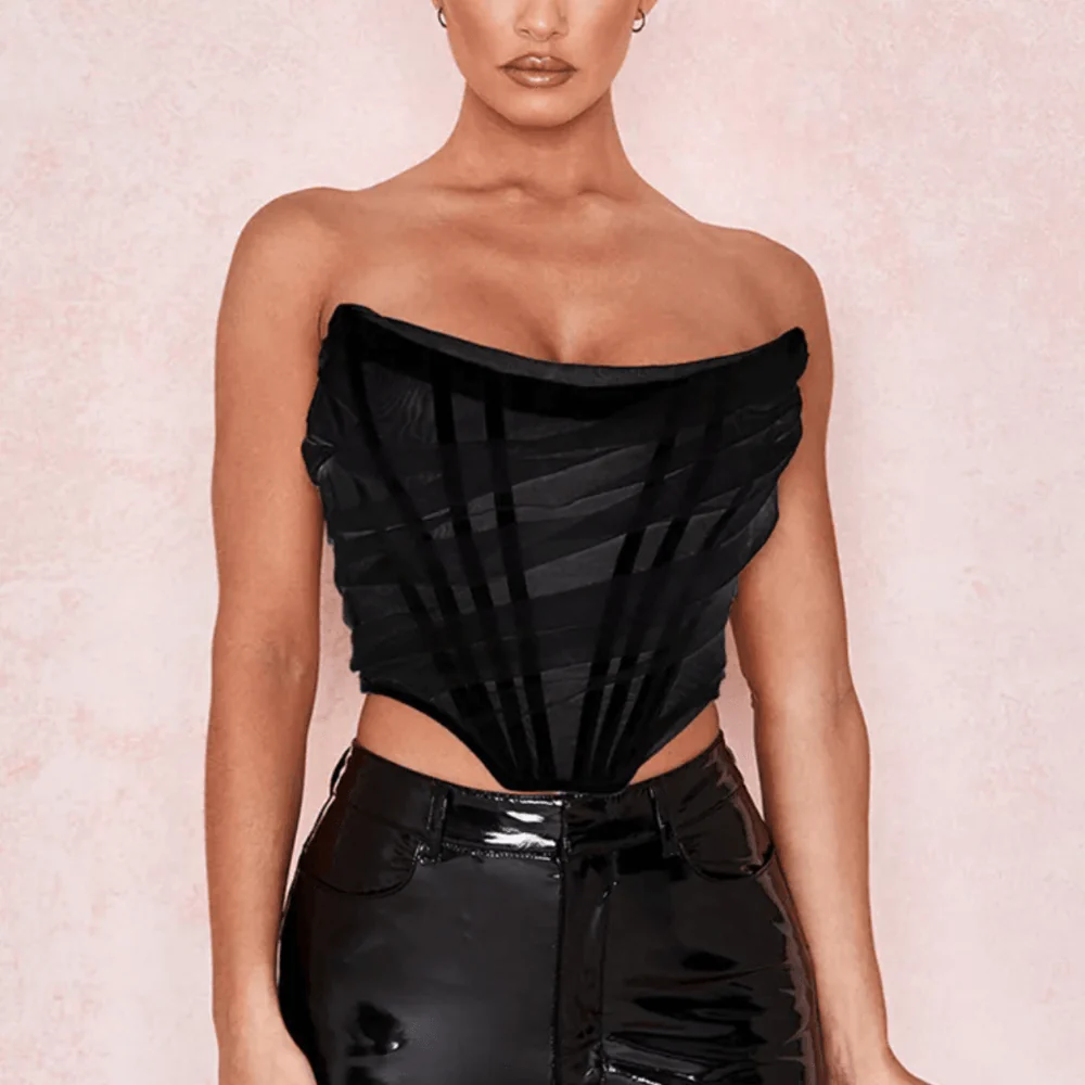 Pretty Perfect Mesh Corset Crop Top - Image 6