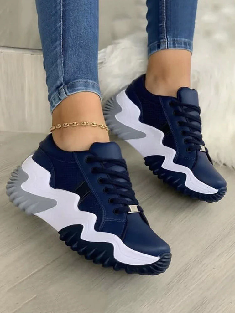 PU Color Block Casual Sneakers - Image 4