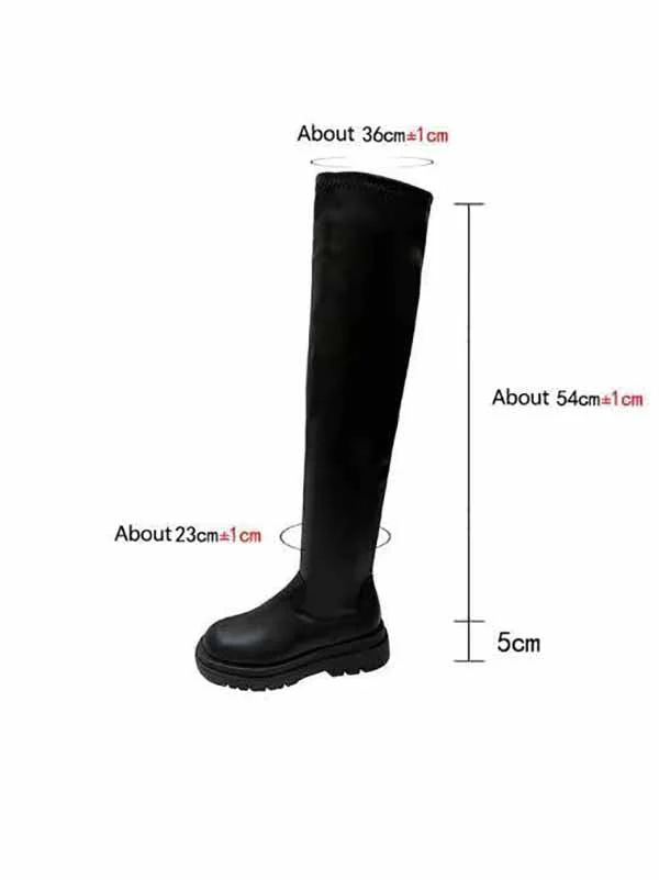 PU Leather Flat Heel Boots - Image 7