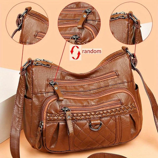 PU Shoulder Leather Bag Crossbody Hobo - Image 8