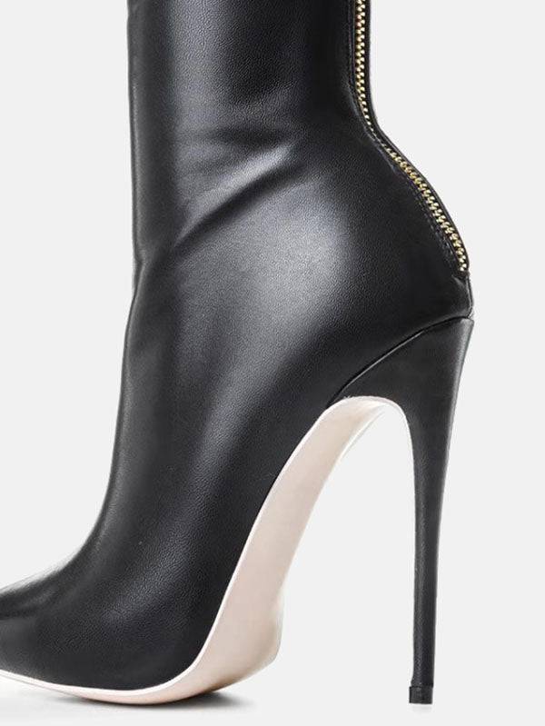 PU Zipper Stiletto Heeled Over Knee Boots - Image 6