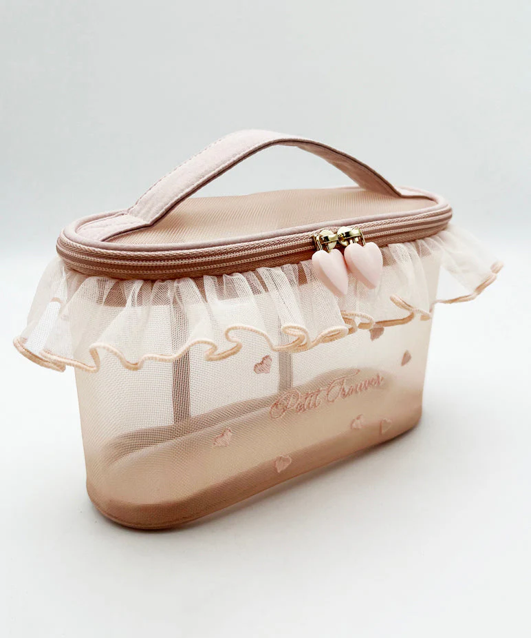Red Stylish Ruffled Embroideried Handbag Tote Tulle - Image 2