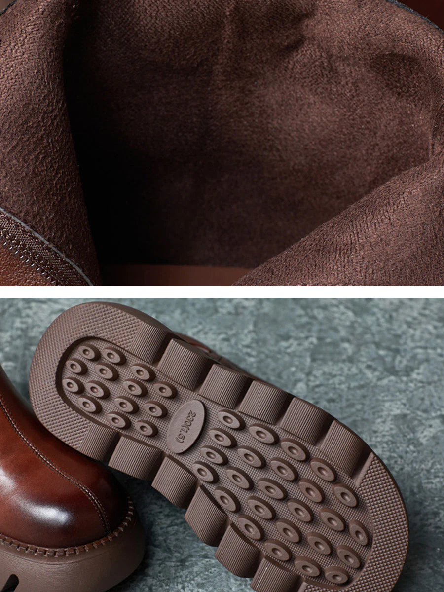 Retro Genuine Leather Platform Boots - Image 7