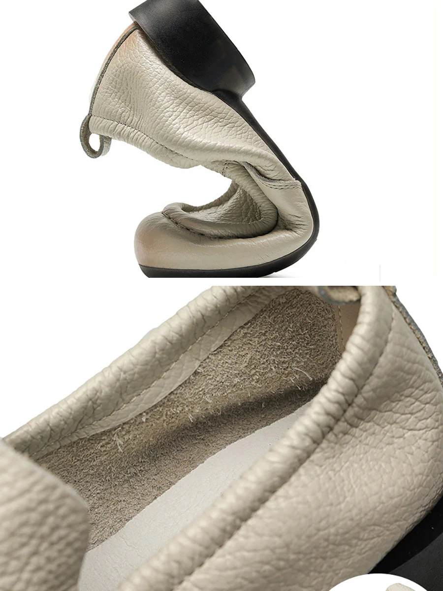 Retro Soft Genuine Leather Low Heel Shoes - Image 11