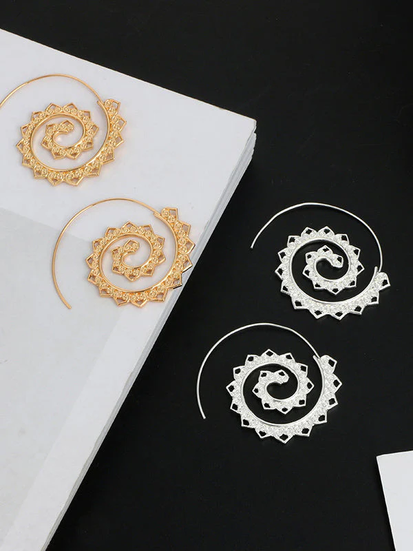 Retro Swirl Hoop Earrings - Image 4