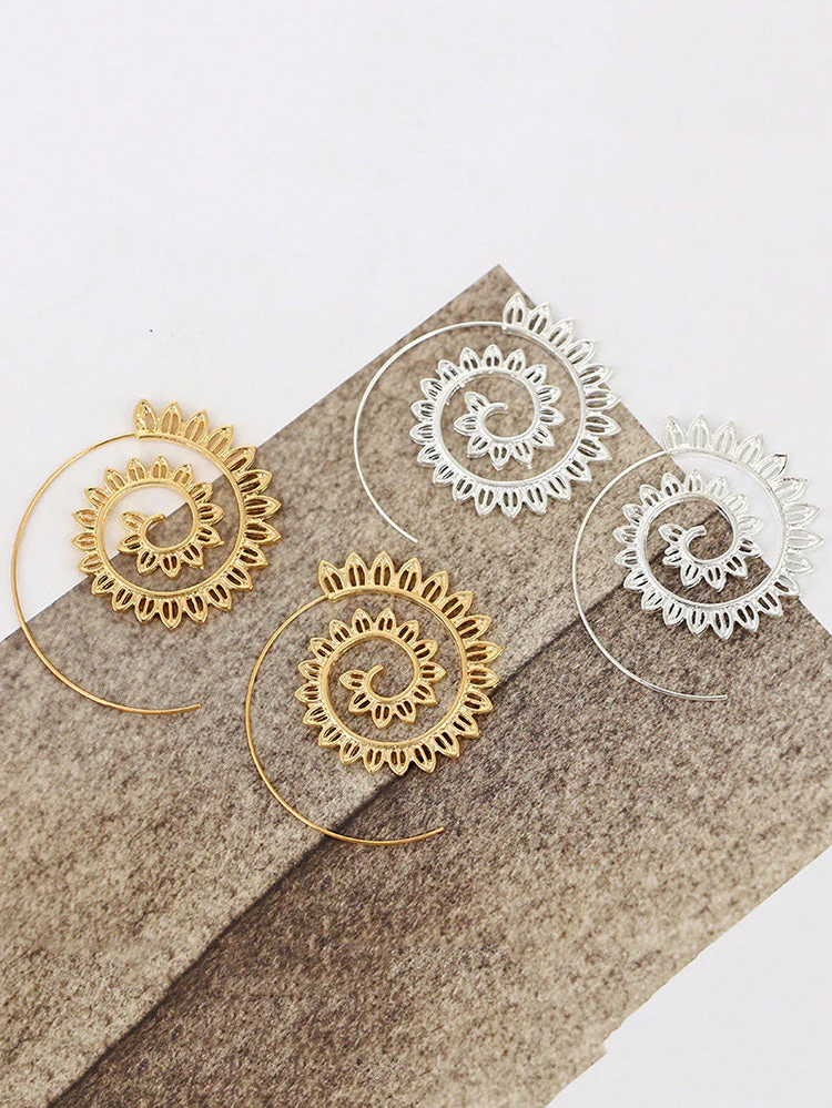 Retro Swirl Hoop Earrings - Image 9