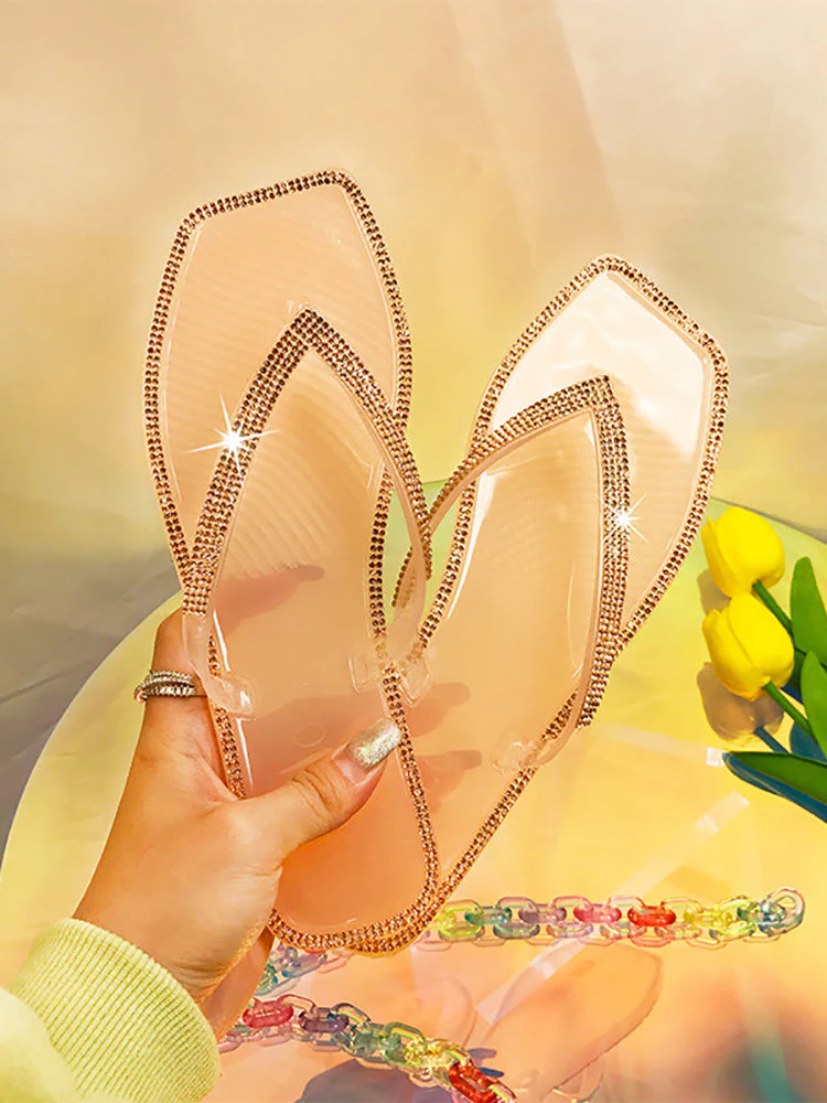 Rhinestone Decor Flip Flop Slippers - Image 5