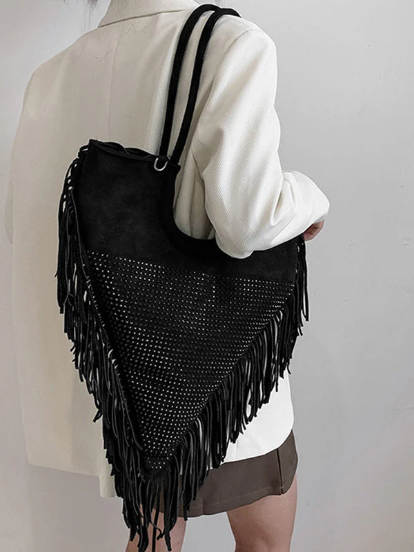 Rhinestone Decor Fringe Trim Shoulder Bag - Image 12