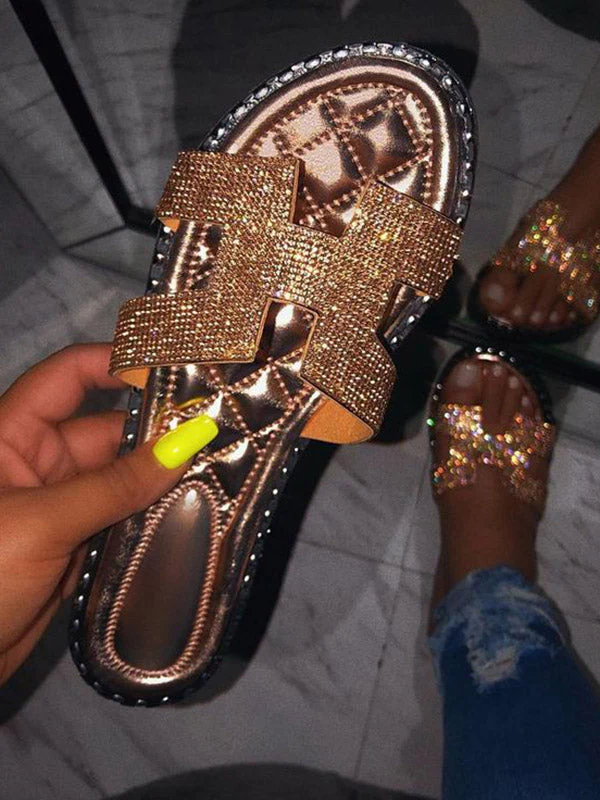 Rhinestone Flat Slippers - Image 3