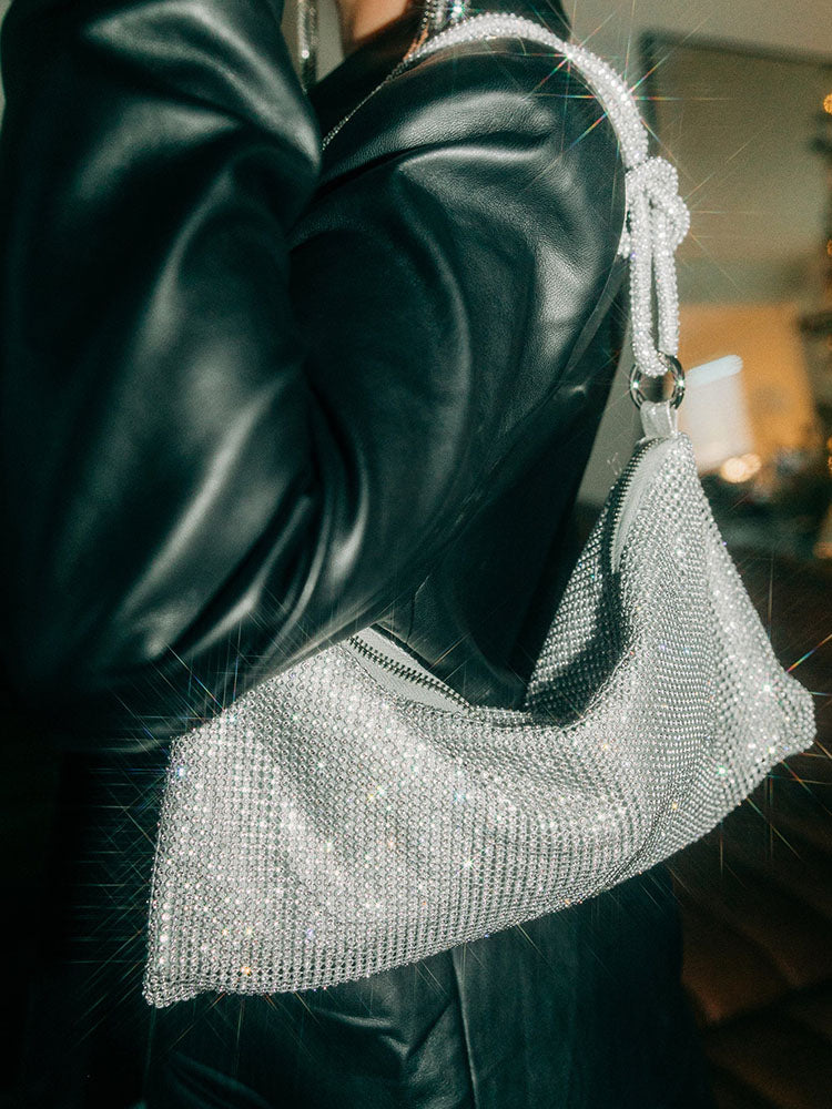 Rhinestone Knotted Zipper Bag - Image 3
