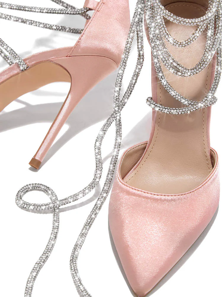 Rhinestone Lace-up Heels - Image 10