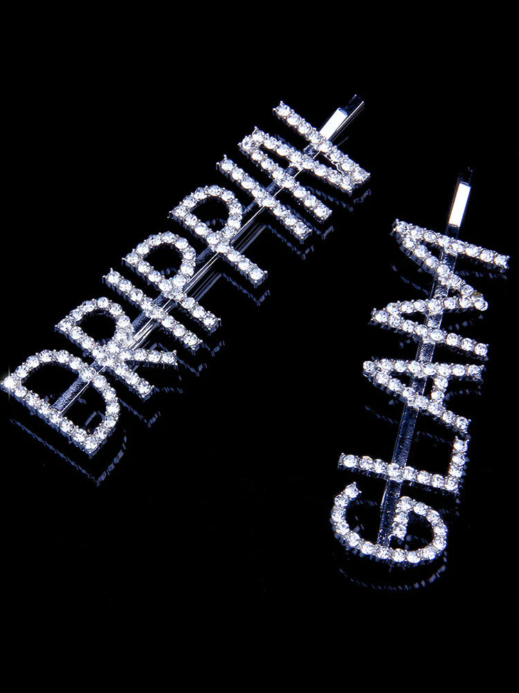 Rhinestone Letter Hair Barrettes - Image 8