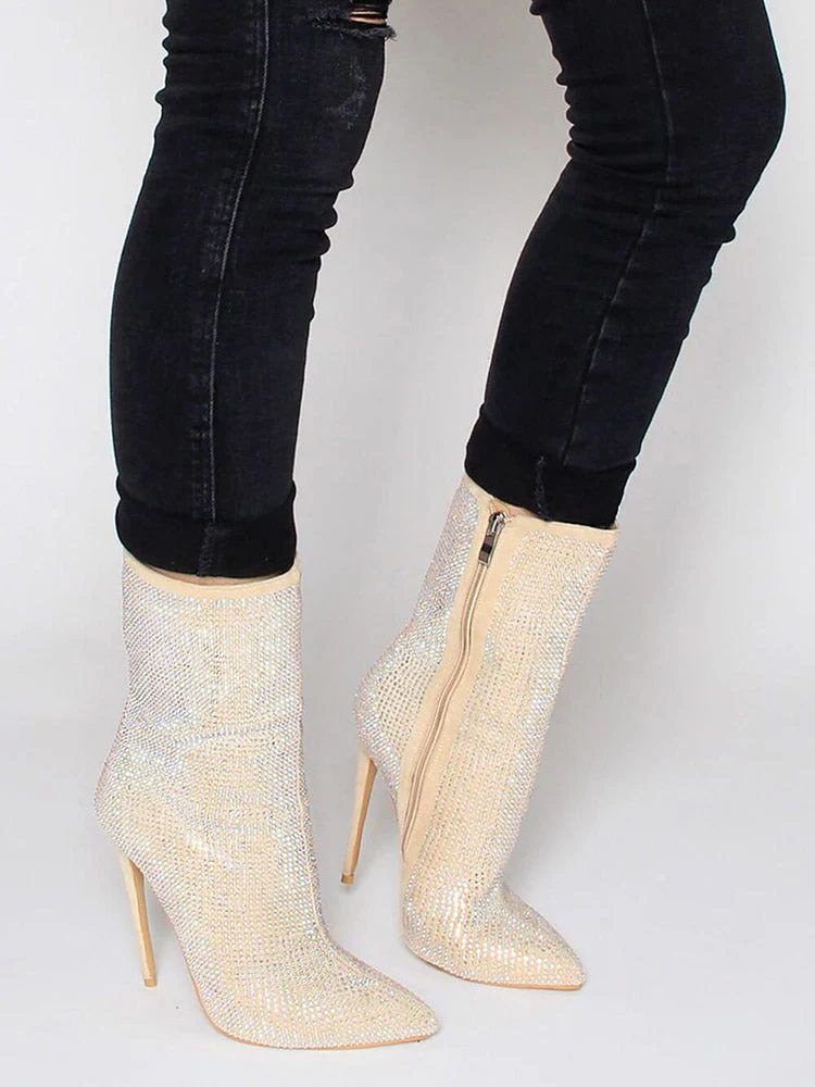 Rhinestone Pointed Toe Boots - Image 4