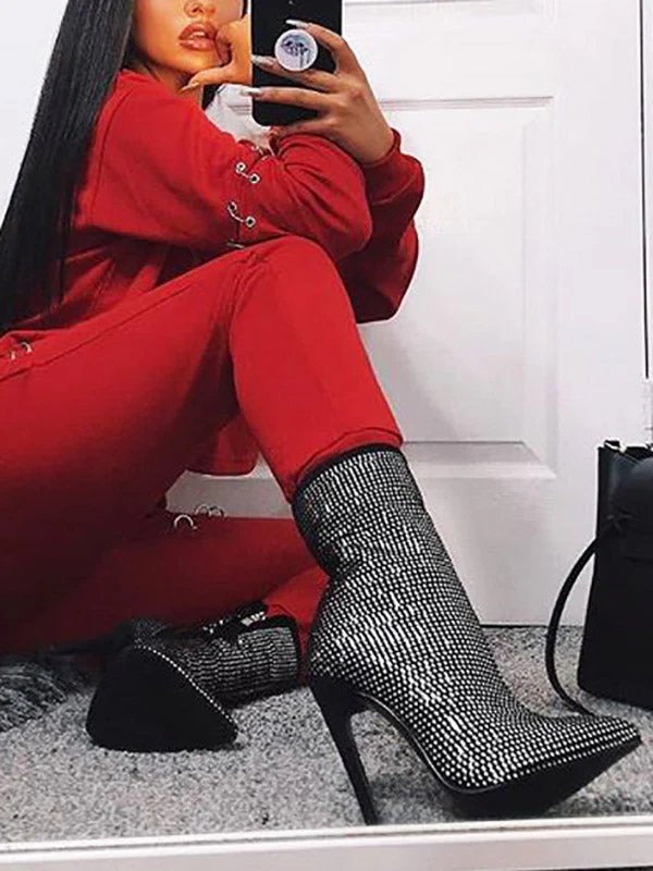 Rhinestone Pointed Toe Boots - Image 8