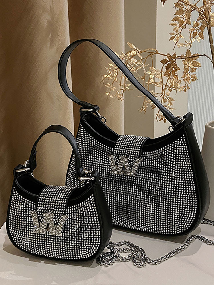 Rhinestone Saddle Shoulder Bag - Image 13