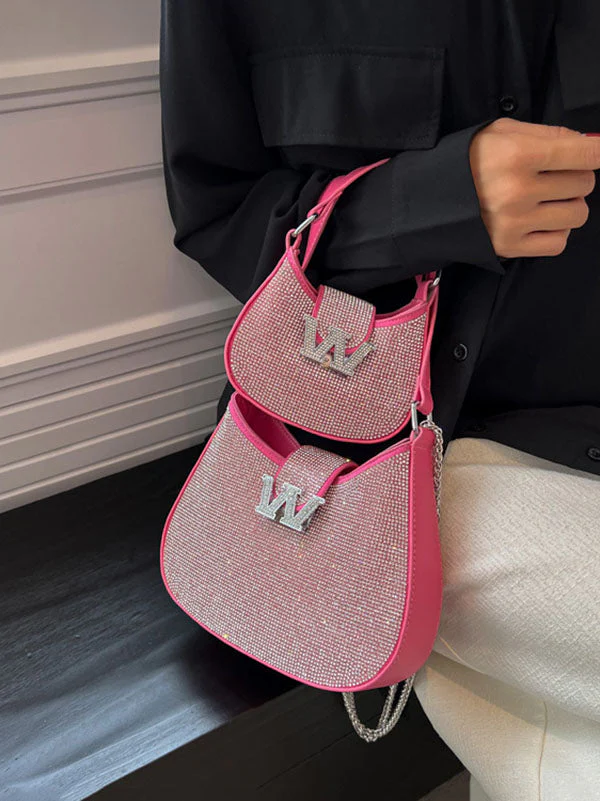 Rhinestone Saddle Shoulder Bag - Image 36