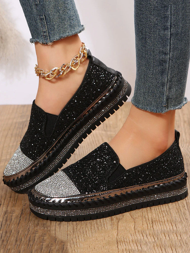Rhinestone Sequin Slip-on Loafer Shoes - Image 4