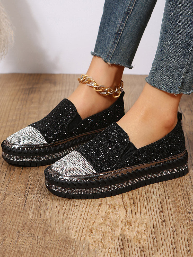 Rhinestone Sequin Slip-on Loafer Shoes - Image 5
