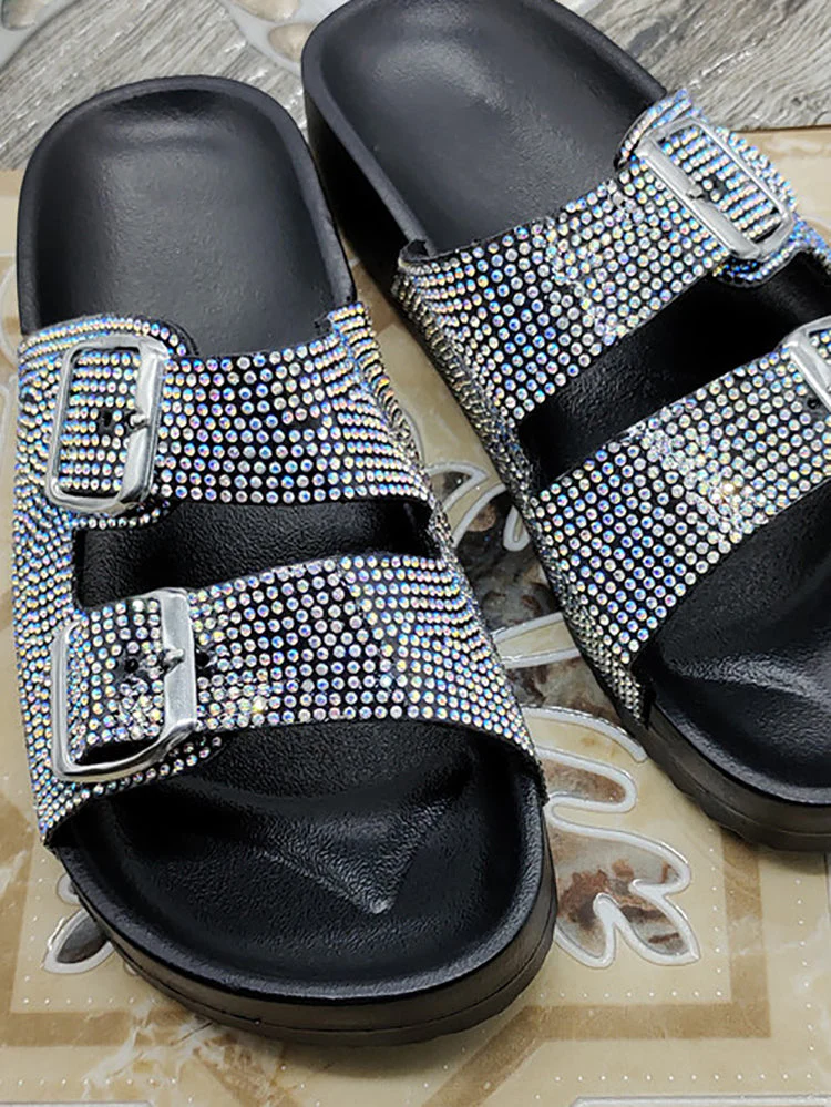 Rhinestone Twin Buckle Slippers - Image 5