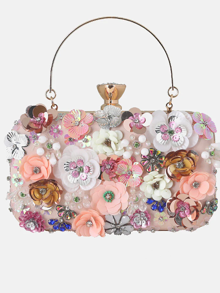 Rhinestones Pearl Floral Bag - Image 7