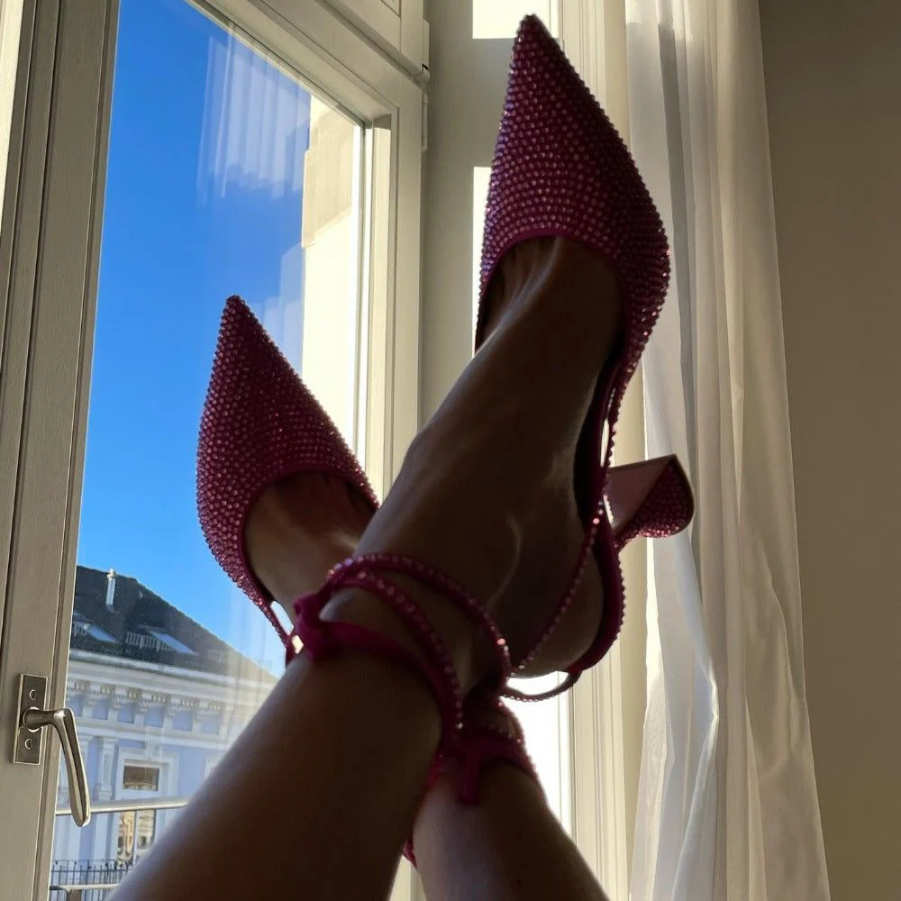 Riri Crystal Lace Up Heels - Image 11