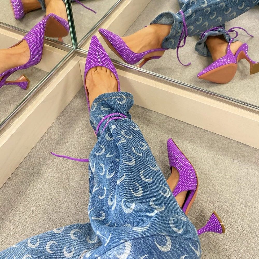 Riri Crystal Lace Up Heels - Image 2