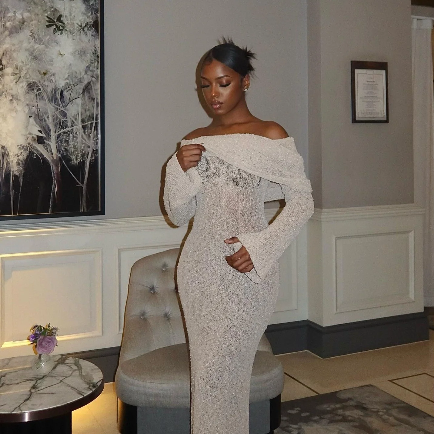Romance Tale Off Shoulder Maxi Dress - Image 4