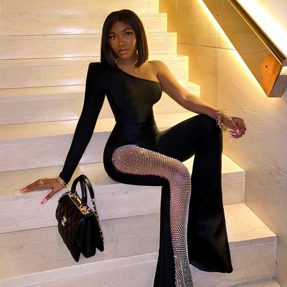 Sacred Solo One Shoulder Diamond Jumpsuit - Image 3