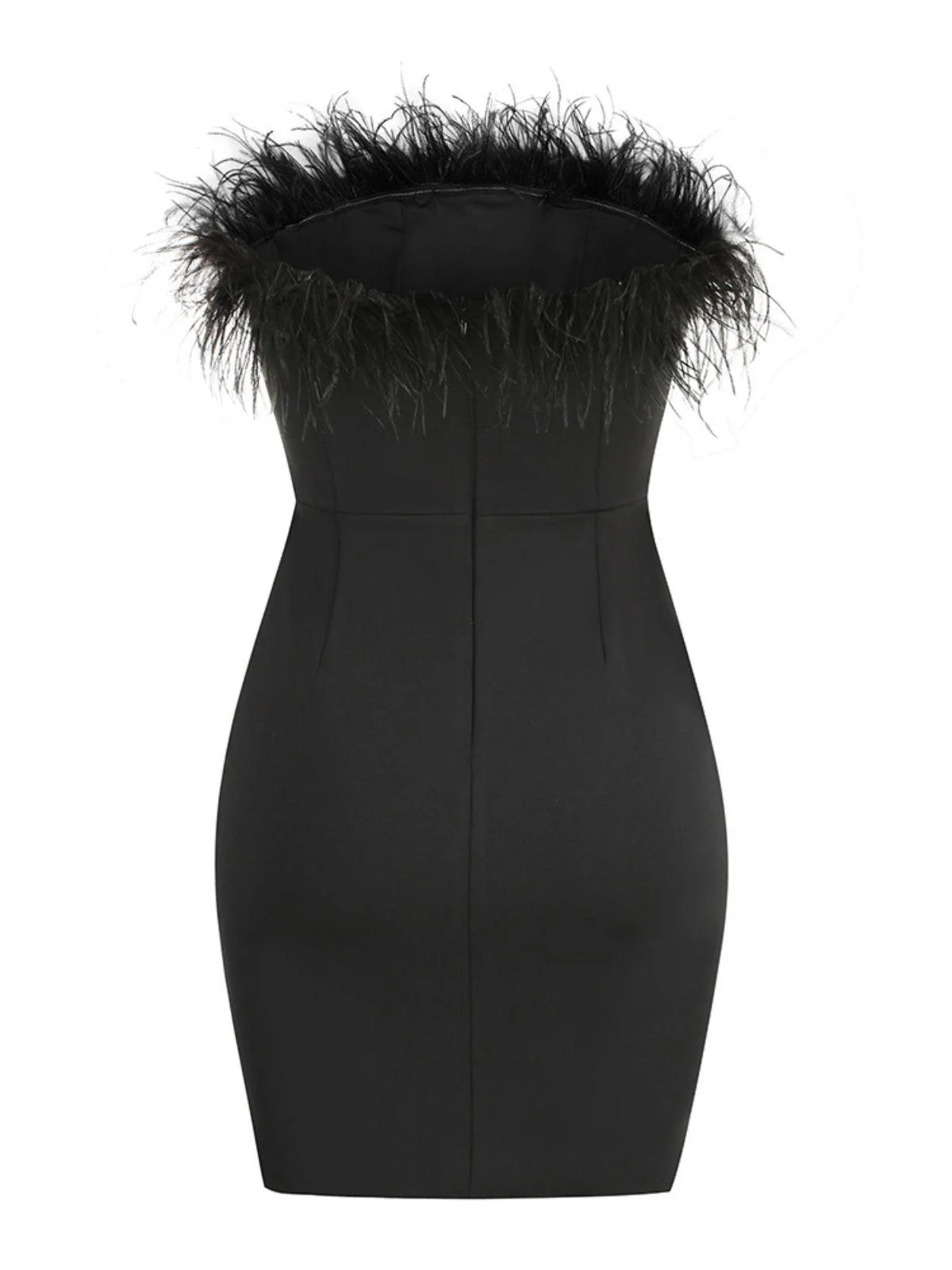 Saga Strapless Feather Trimmed Mini Dress In Black - Image 7