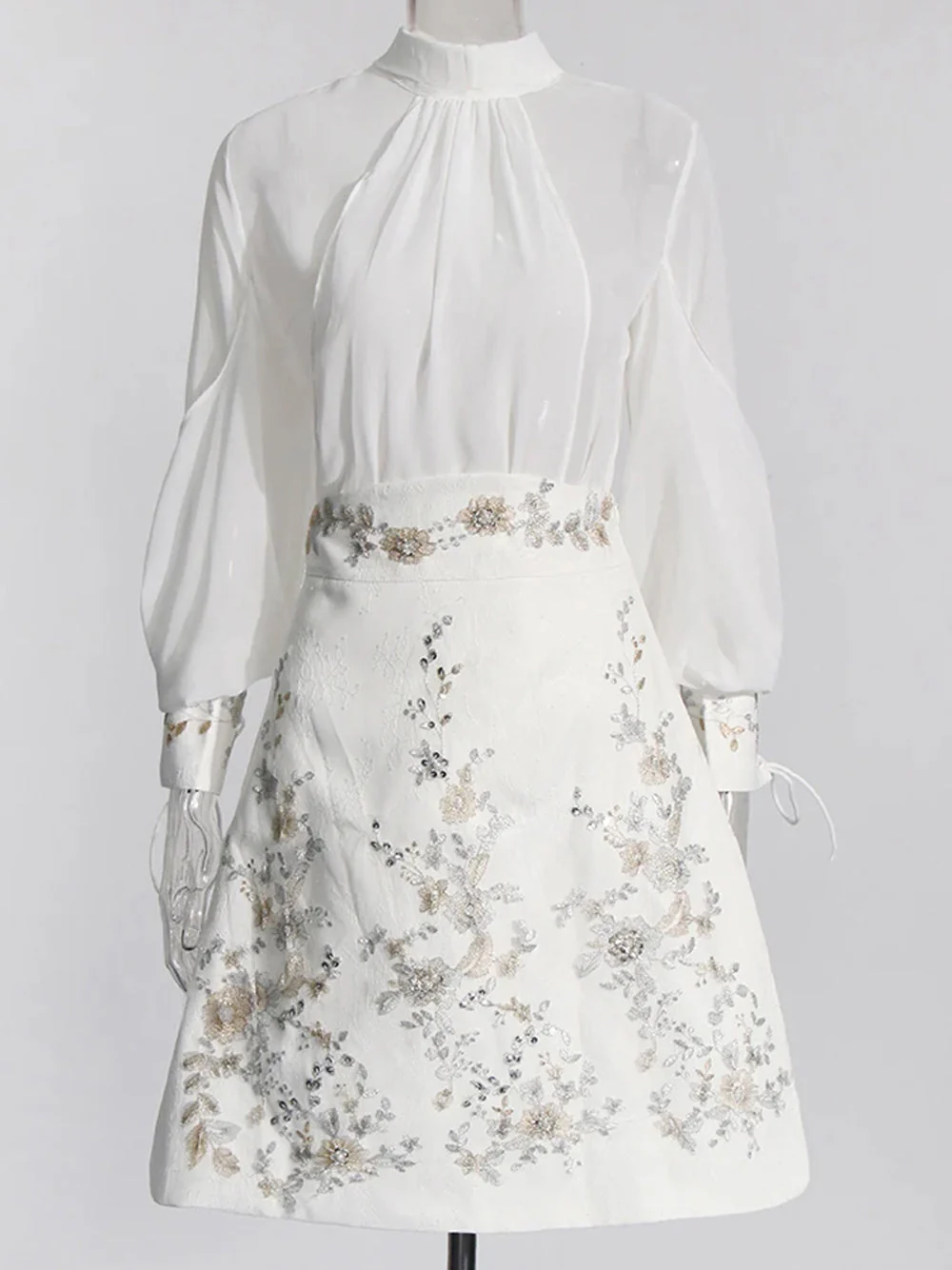 SAINTE Blouse & Skirt Set in White - Image 7
