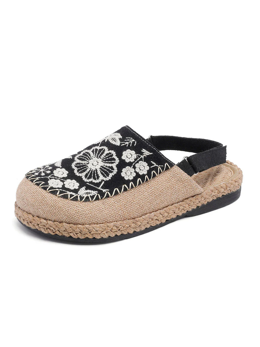 Sandals Linen Embroidery Ethnic Flower - Image 7