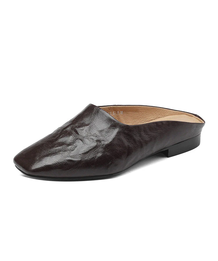 Sandals Splicing Square Toe Brown Slide Comfy - Image 5
