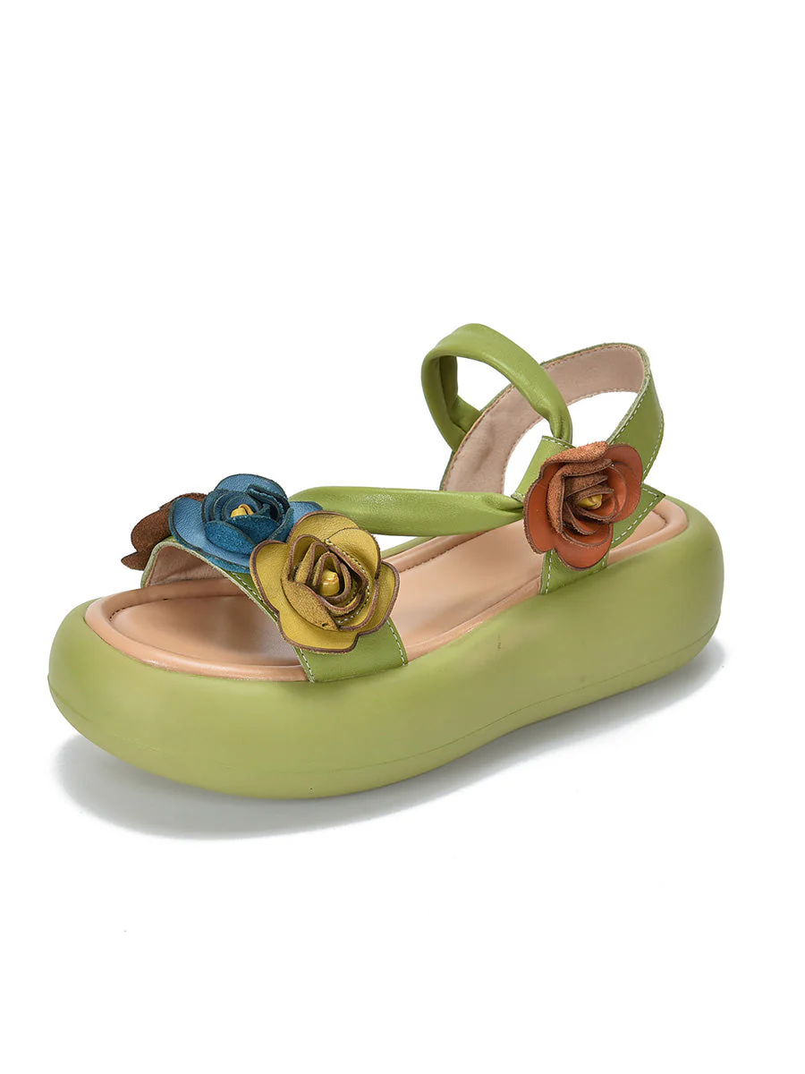 Sandals Vintage FLower Platform Leather - Image 10