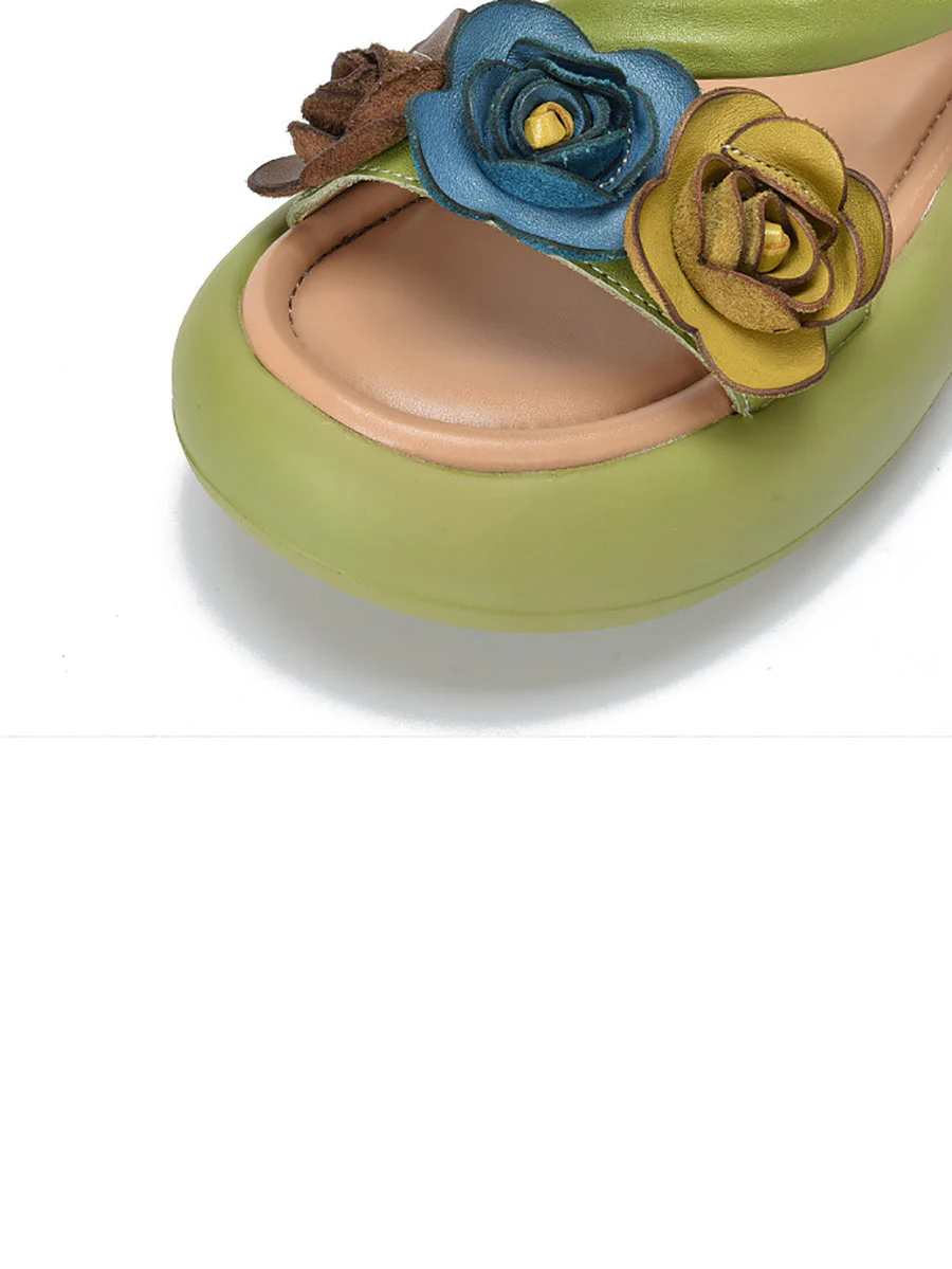 Sandals Vintage FLower Platform Leather - Image 8