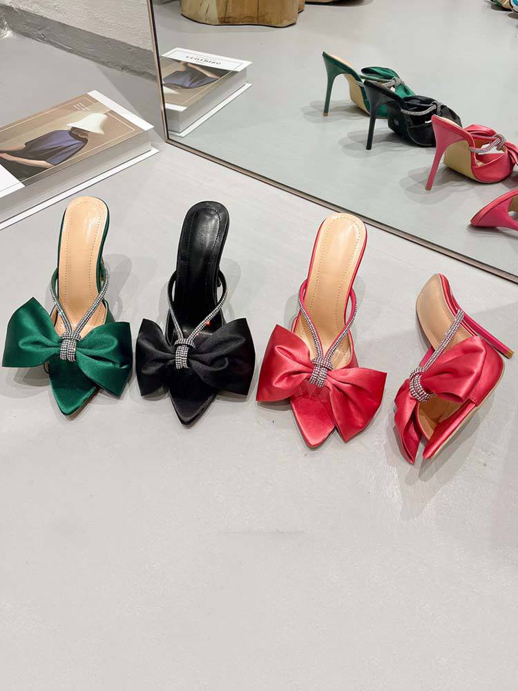 Satin Diamante Bow-knot Sandals - Image 3